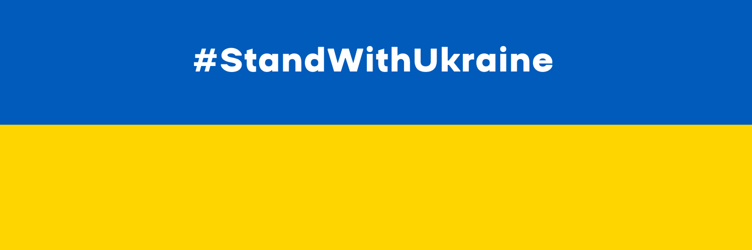 flag of Ukraine with text #stand-with-ukraine